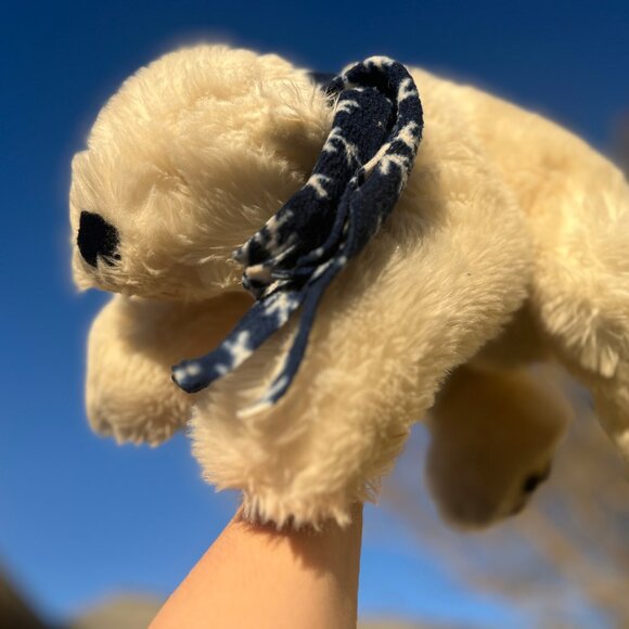 VHTF Vintage Russ Floppy Weighted Cream Polar Bear "Iceberg" with Fleece Scarf - Picture 3 of 5